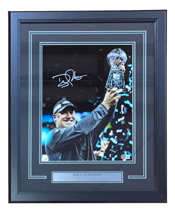Coach Doug Pederson Signed Framed 11x14 Eagles Super Bowl 52 Photo BAS ITP Sports Integrity