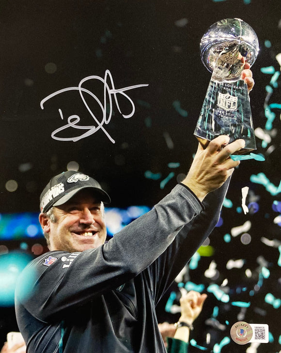 Coach Doug Pederson Signed 8x10 Philadelphia Eagles Super Bowl 52 Photo BAS ITP Sports Integrity