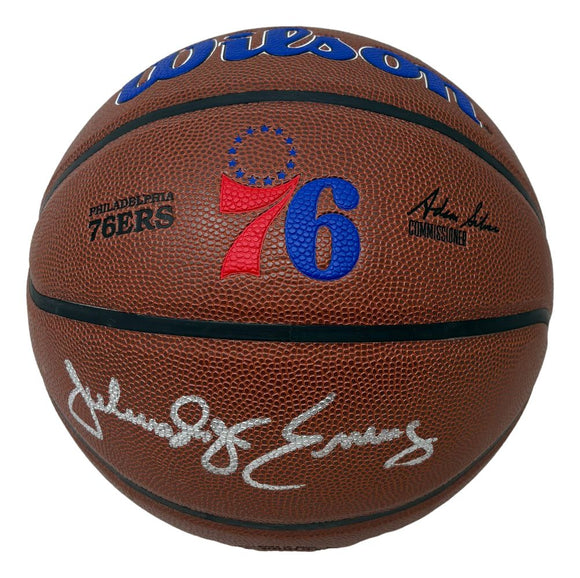 Julius Dr. J Erving Signed Wilson Philadelphia 76ers Logo Basketball BAS