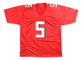 Drake London Atlanta Signed Red Football Jersey BAS