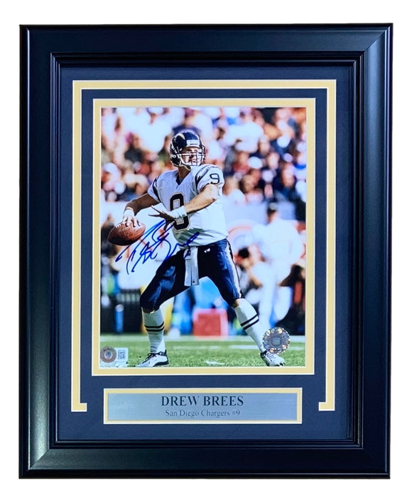 Drew Brees Signed Framed 8x10 San Diego Chargers Photo BAS