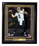 Drew Brees Signed Framed 16x20 New Orleans Saints Spotlight Wht Jersey Photo BAS