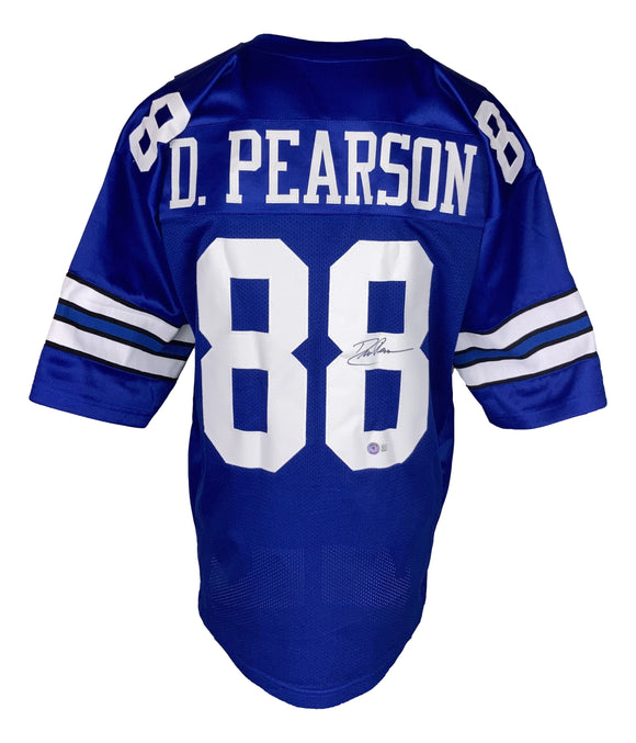Drew Pearson Signed Custom Blue Pro-Style Football Jersey BAS
