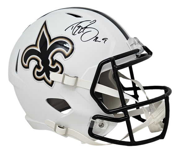 Drew Brees Signed New Orleans Saints FS Flat White Speed Replica Helmet BAS ITP