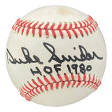 Duke Snider Dodgers Signed National League Baseball HOF 1980 Inscr BAS BH080040