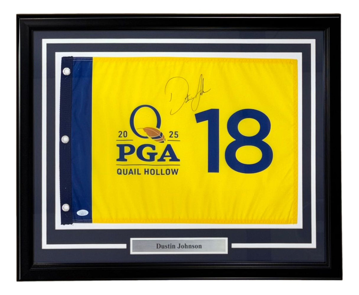 Dustin Johnson Signed Framed 2025 PGA Championship Golf Flag JSA ...
