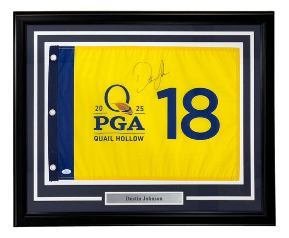 Dustin Johnson Signed Framed 2025 PGA Championship Golf Flag JSA