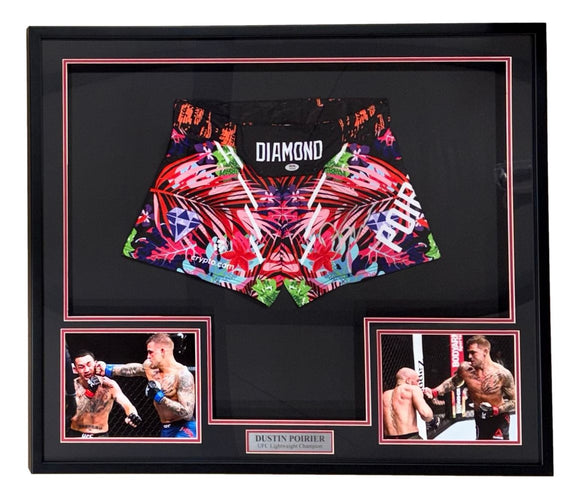 Dustin Poirier Signed Framed Custom MMA Fight Trunks PSA/DNA