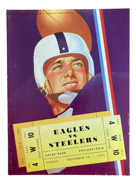 Philadelphia Eagles vs Pittsburgh Steelers November 25 1951 Game Program