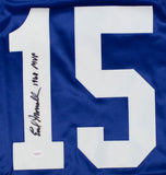 Earl Morrall Baltimore Signed Blue Football Jersey 1968 MVP Insc JSA Hologram