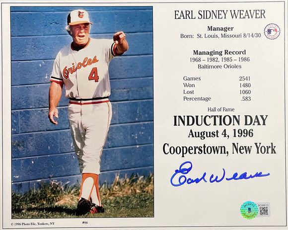 Earl Weaver Signed Baltimore Orioles 8x10 Baseball Photo BAS Sports Integrity