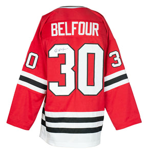 Ed Belfour Signed Custom Red Pro Style Hockey Jersey JSA ITP Sports Integrity