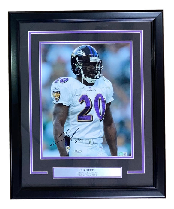 Ed Reed Signed Framed 11x14 Baltimore Ravens Photo BAS BD59716 Sports Integrity