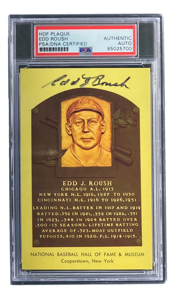 Edd Roush Signed 4x6 Chicago White Sox HOF Plaque Card PSA/DNA 85025700