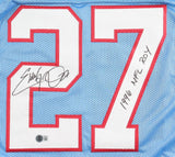 Eddie George Tennessee Signed Light Blue Football Jersey 1996 NFL ROY BAS