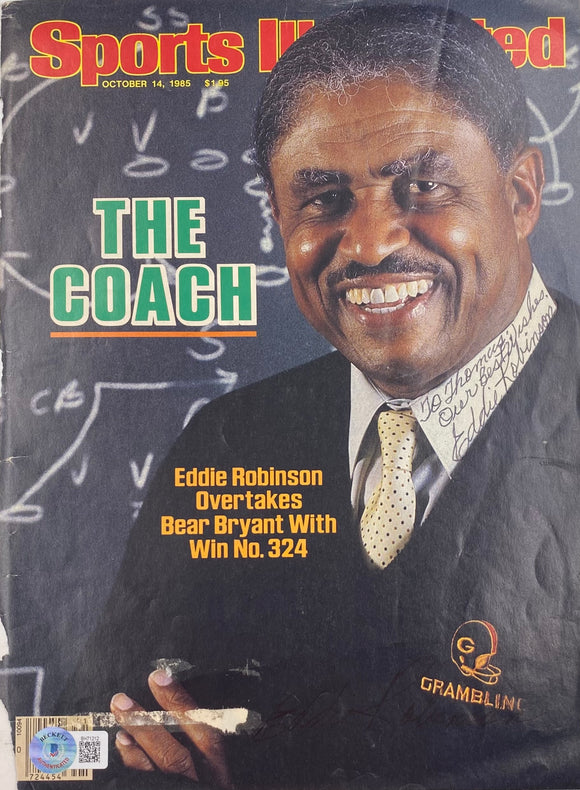 Eddie Robinson Signed Grambline State Sports Illustrated Magazine Cover BAS Sports Integrity