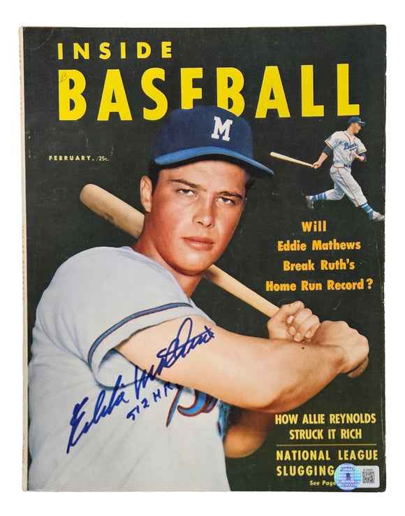 Eddie Mathews Milwaukee Braves Signed 1954 Inside Baseball Magazine 512 HR BAS