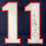Julian Edelman New England Signed Framed Blue Football Jersey JSA Hologram