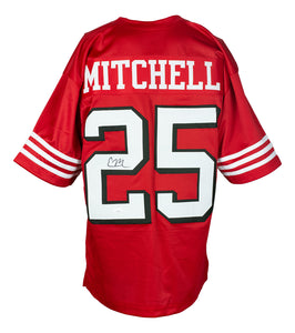 Elijah Mitchell San Francisco Signed Red Pro Style Football Jersey JSA