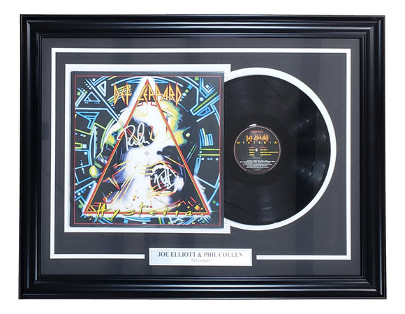 Joe Elliott Phil Collen Signed Framed Def Leppard 2017 Hysteria Vinyl Record JSA Sports Integrity