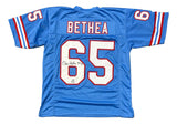Elvin Bethea Houston Signed Light Blue Football Jersey HOF 03 BAS