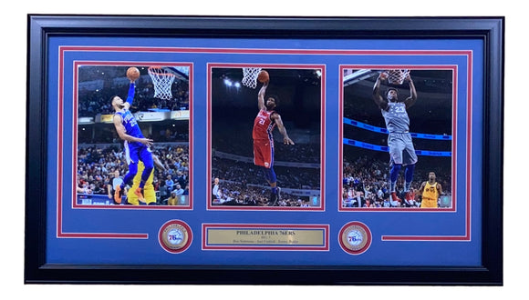 Embiid Simmons Butler Framed 18x34 Philadelphia 76ers 8x10 Photo Collage Sports Integrity