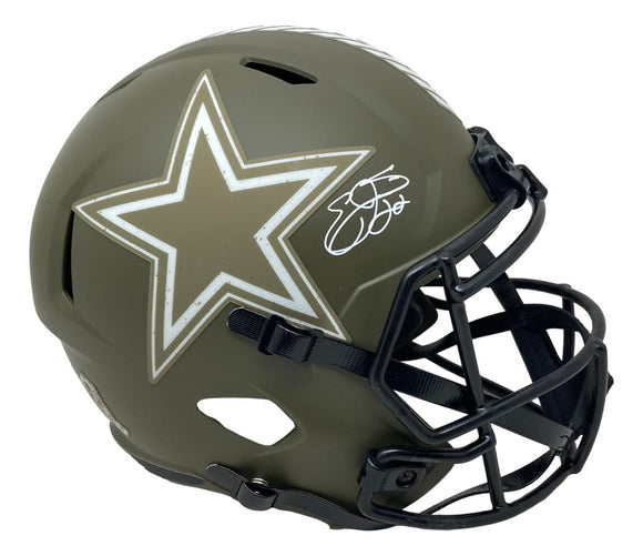 cow football helmet Emmitt Smith Signed Dallas Cowboys FS Salute Service Replica Helmet Prova Holo