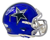 Emmitt Smith Signed Cowboys Mini Speed Replica Flash Helmet on Back JSA