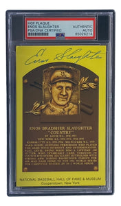 Enos Slaughter Signed 4x6 St Louis Cardinals HOF Plaque Card PSA/DNA 85026214 Sports Integrity