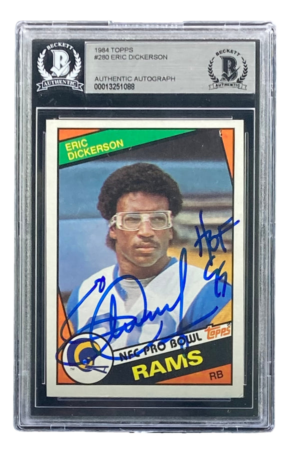 Eric Dickerson Signed 1984 Topps #280 Los Angeles Rams Rookie Card HOF 99 BAS Sports Integrity