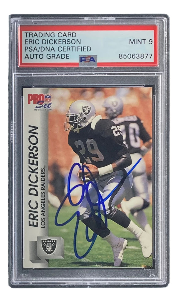 Eric Dickerson Signed 1992 Pro Set #537 Raiders Trading Card PSA/DNA Mint 9