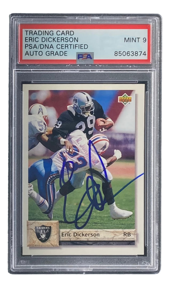 Eric Dickerson Signed 1992 Upper Deck #580 Raiders Trading Card PSA Mint 9