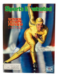 The Eric Heiden Signed Sports Illustrated Magazine Feb 11, 1980 by Sports Integrity features the speed skater in a yellow suit and highlights “Winter Olympic Preview Lake Placid” and “U.S. Speed Skater Eric Heiden Goes for Five Golds.”.