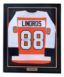 Eric Lindros Philadelphia Signed Framed Orange Hockey Jersey HOF 16 JSA ITP