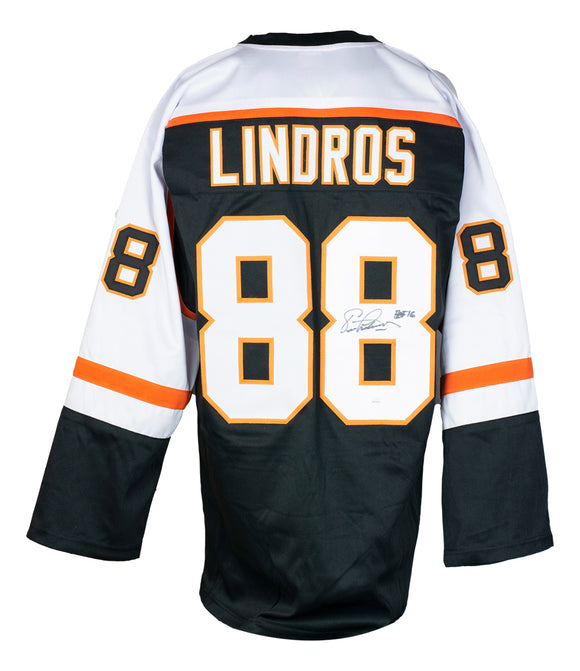 Eric Lindros Signed Custom Black/White Hockey Jersey HOF 16 Inscription JSA ITP