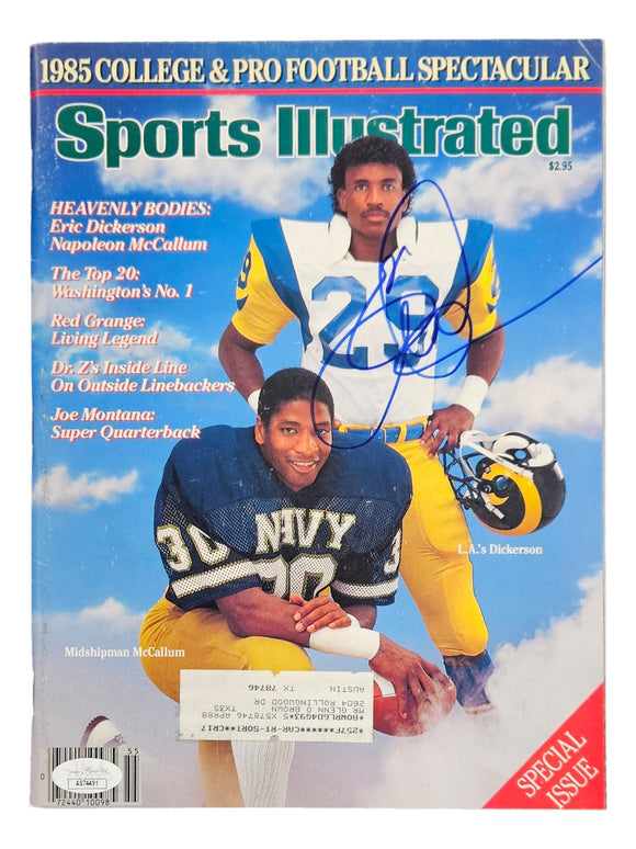 Eric Dickerson Signed Los Angeles Rams 1985 Sports Illustrated Magazine JSA