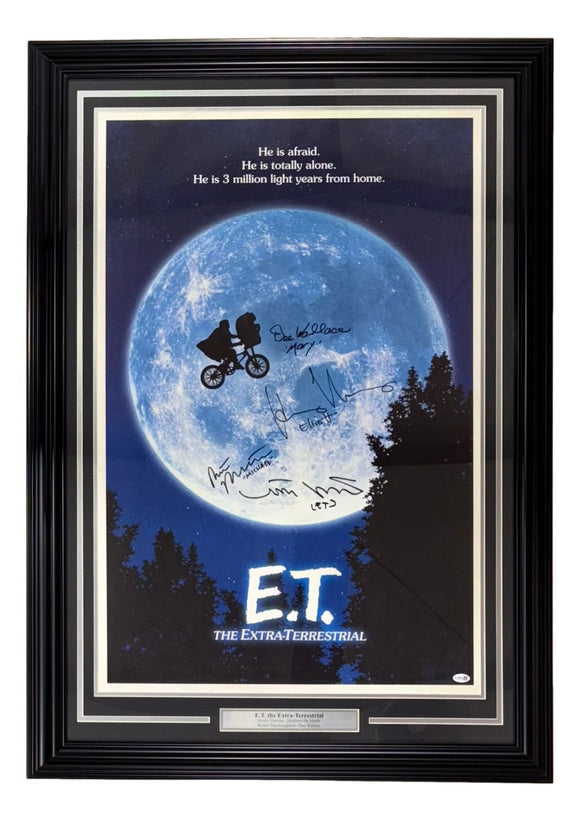 ET Cast (4) Signed Framed 24x36 ET Poster Henry Thomas De Merritt & More JSA