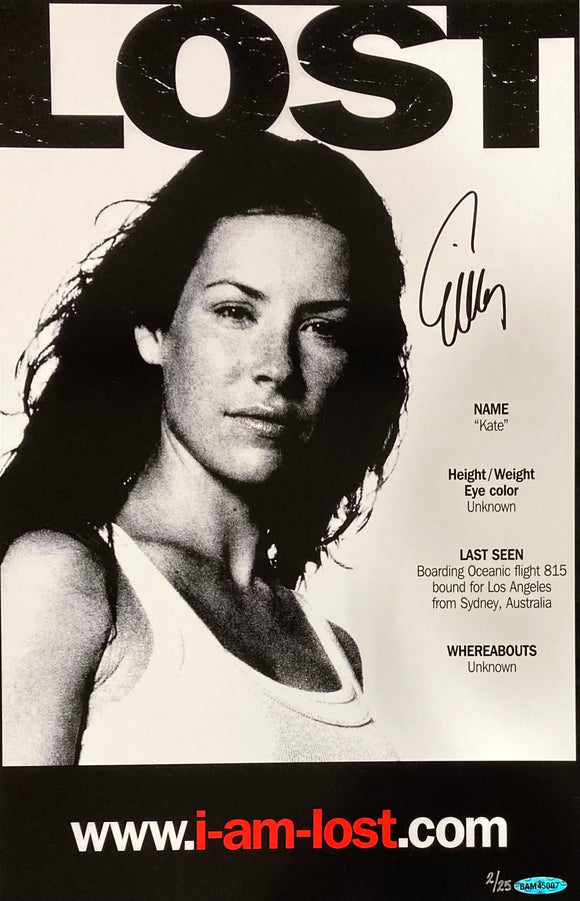 Evangeline Lilly Signed 11x17 Lost Poster Photo UDA Sports Integrity