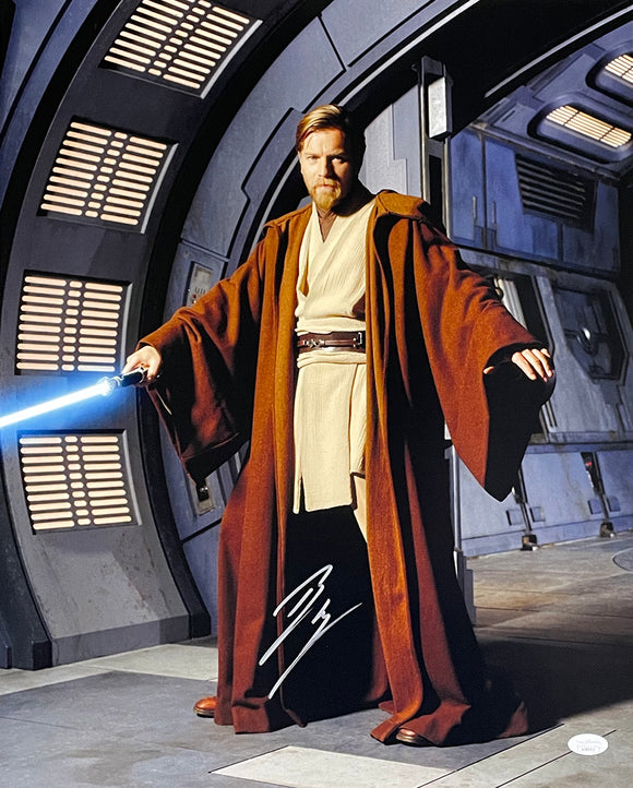 Ewan McGregor Signed 16x20 Star Wars Obi-Wan Kenobi Pose Photo JSA Sports Integrity