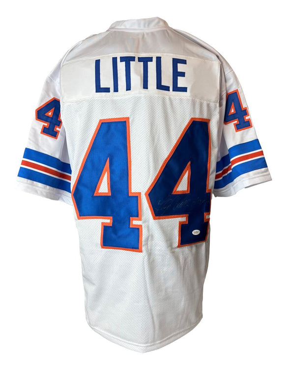 Floyd Little Denver Signed White Football Jersey HOF 10 JSA Hologram