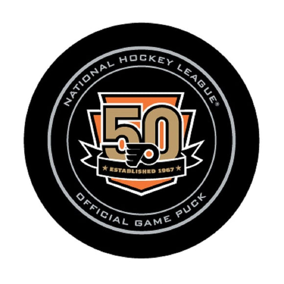 Philadelphia Flyers 50th Anniversary Official Game Puck Sports Integrity