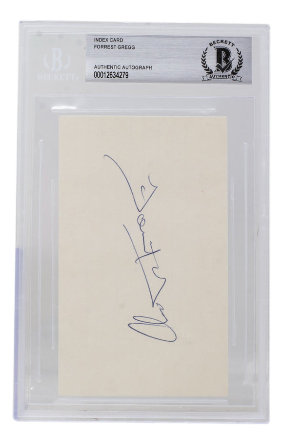 Forrest Gregg Signed Slabbed Green Bay Packers Index Card BAS Sports Integrity