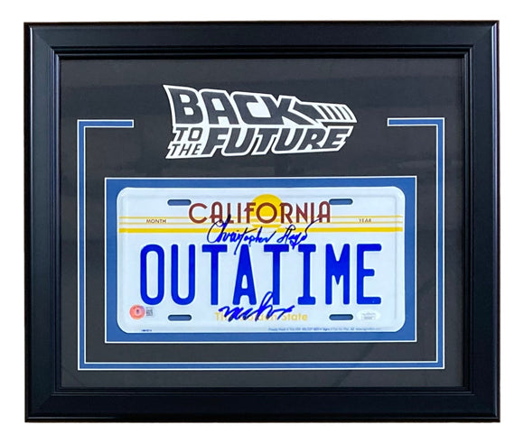 Michael J Fox Lloyd Signed Framed Back to the Future License Plate JSA+BAS Sports Integrity