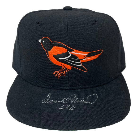 Frank Robinson Signed Baltimore Orioles New Era Baseball Hat 586 Inscribed PSA Sports Integrity