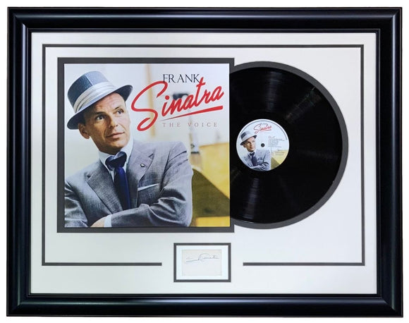 Frank Sinatra Signed Framed 3x5 Index Card w/ The Voice Vinyl Record JSA LOA