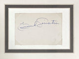 A Sports Integrity Frank Sinatra signed framed 3x5 index card with “The Voice” vinyl record, authenticated by JSA LOA, features blue ink signature and double white-black matting.