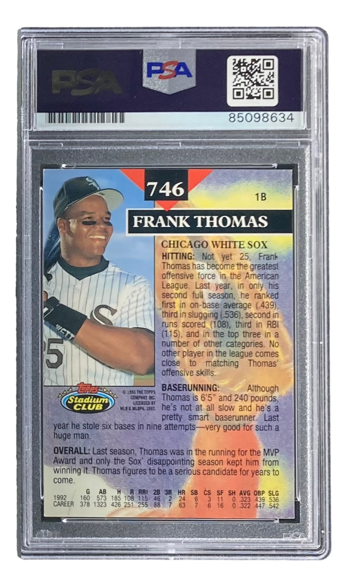 Frank Thomas Signed 1993 Topps #746 Chicago White Sox Trading Card