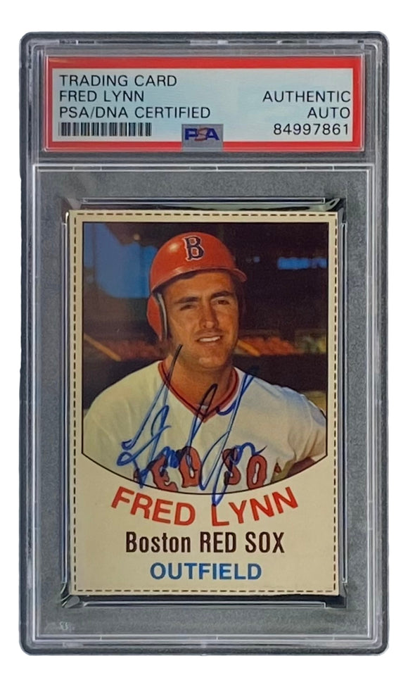 Fred Lynn Signed Red Sox 1977 Hostess #51 Trading Card PSA/DNA Sports Integrity