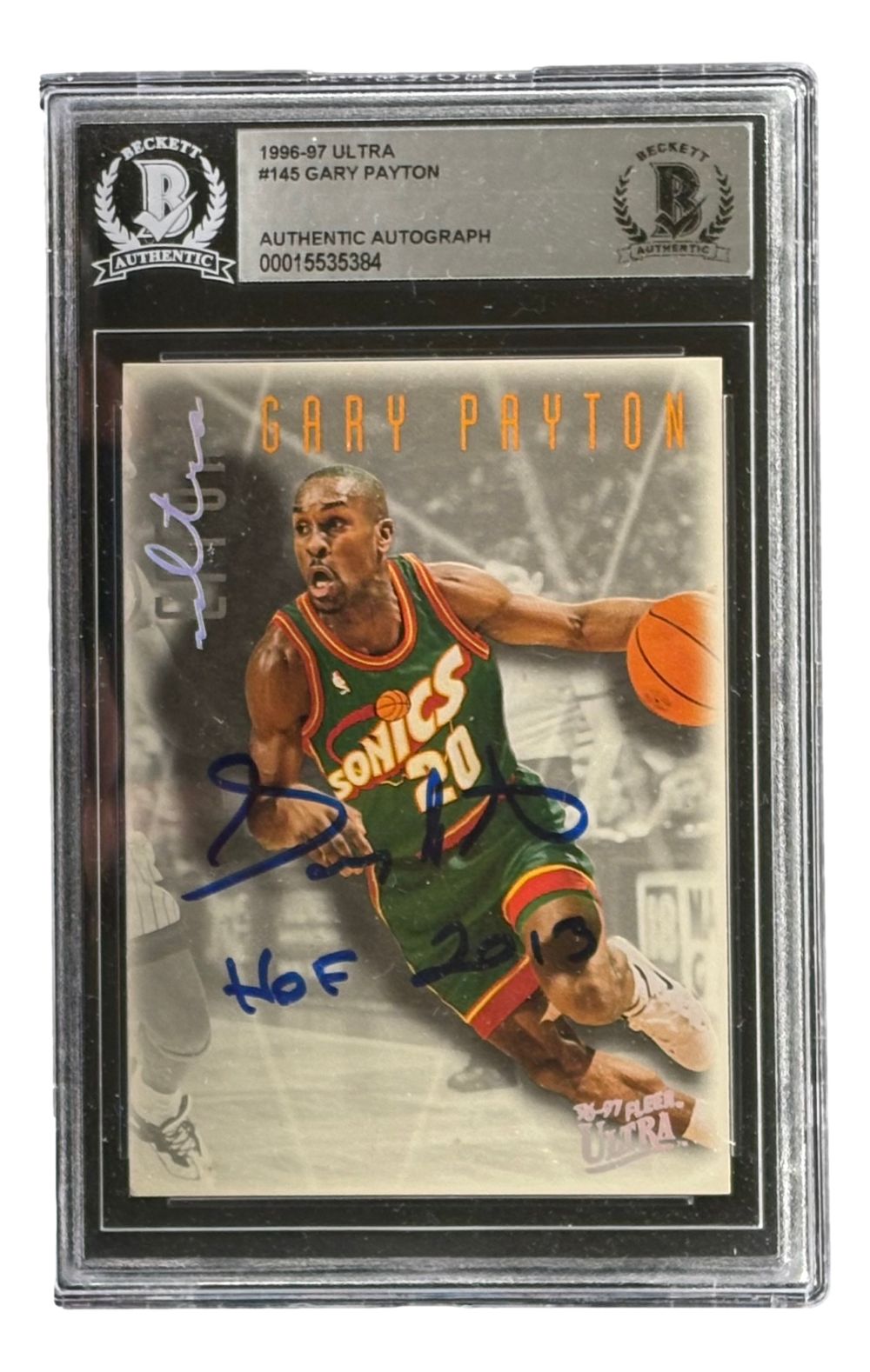 Gary Payton Signed 1996/97 Ultra #145 Seattle Sonics Trading Card