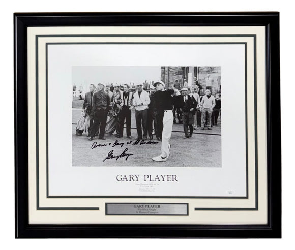 Gary Player Signed Framed 16x20 PGA Golf Photo Arnie & Gary Insc JSA Hologram